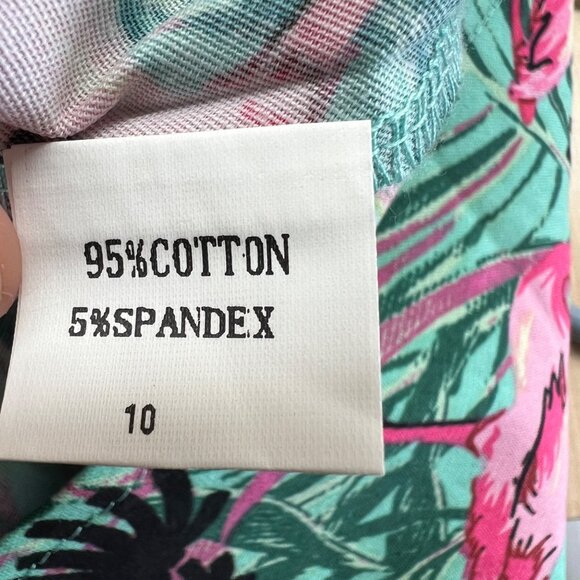 Retro Tropical Flamingo Print Sleeveless A-Line Summer Dress Size Small - Picture 11 of 13